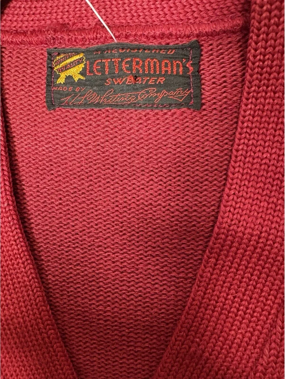 Vintage 1950s Burgundy Wool Letterman Cardigan 0118